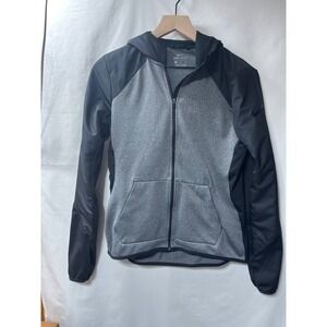 Nike Dri-FIT Mens Full Zip Training Hoodie Grey Black Fleece Jacket Size M